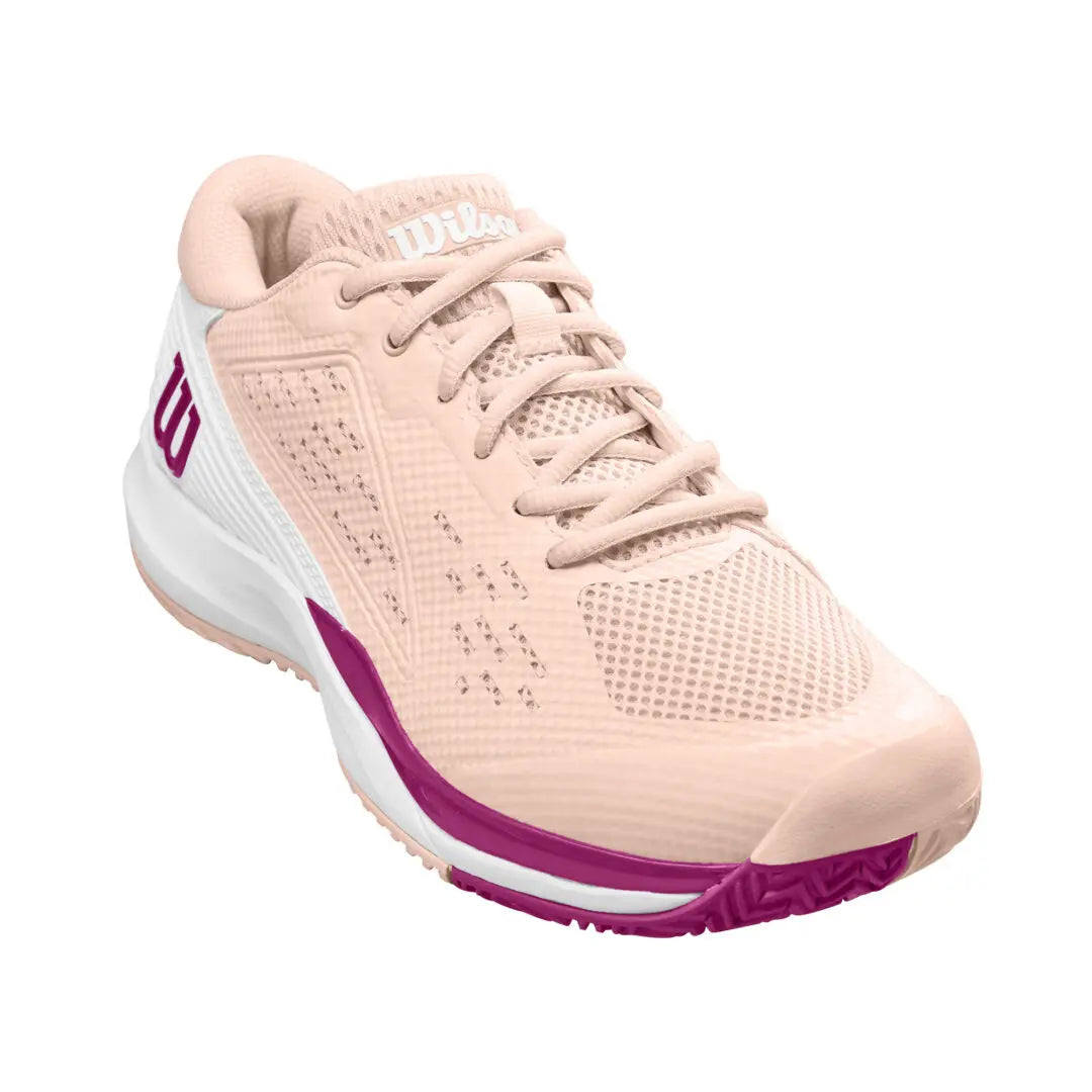 Wilson Ladies Rush Pro Ace Scallop Tennis Shoe in Shell/White/Baton Rouge