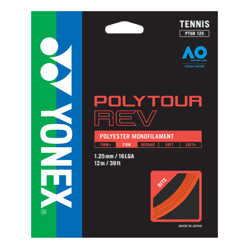 Yonex Polytour Rev 1.25mm 16L String Set - Bright Orange