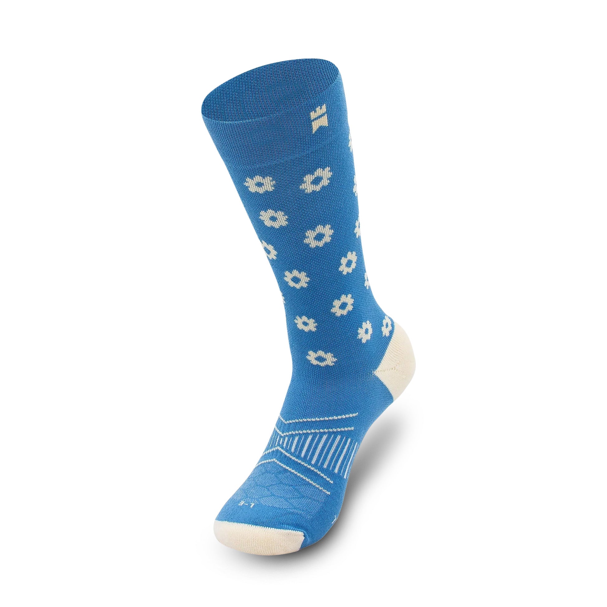 Gilnokie Sport Blue Daisies Crew Sock