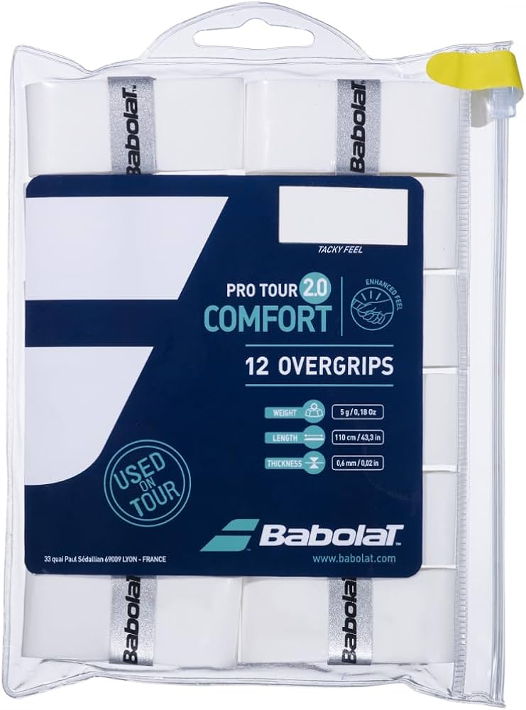 Babolat Pro Tour 2.0 Comfort Overgrip 12 Pack in White