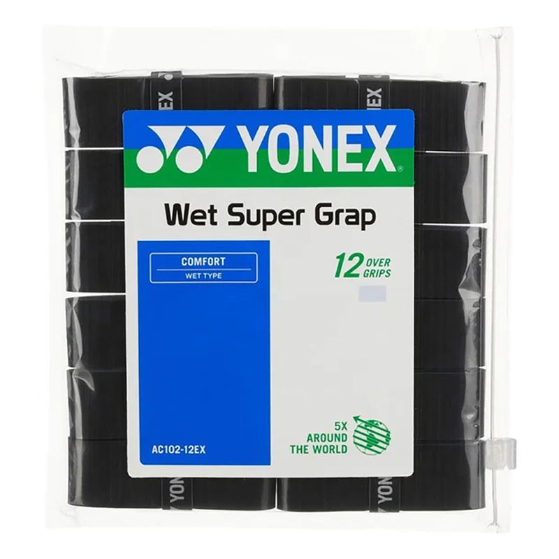 Yonex Wet Super Grap Overgrips 12 Pack - Black