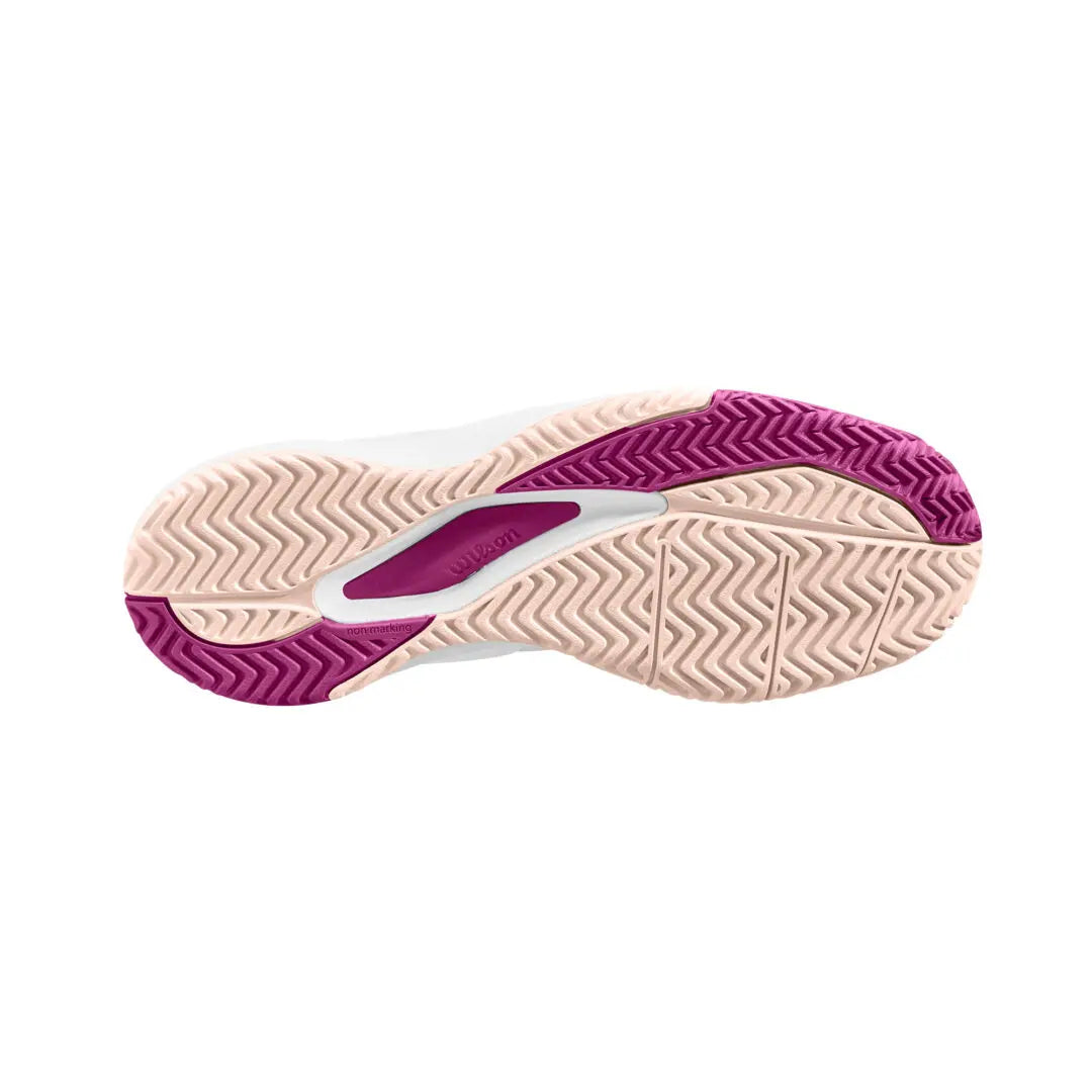 Wilson Ladies Rush Pro Ace Scallop Tennis Shoe in Shell/White/Baton Rouge